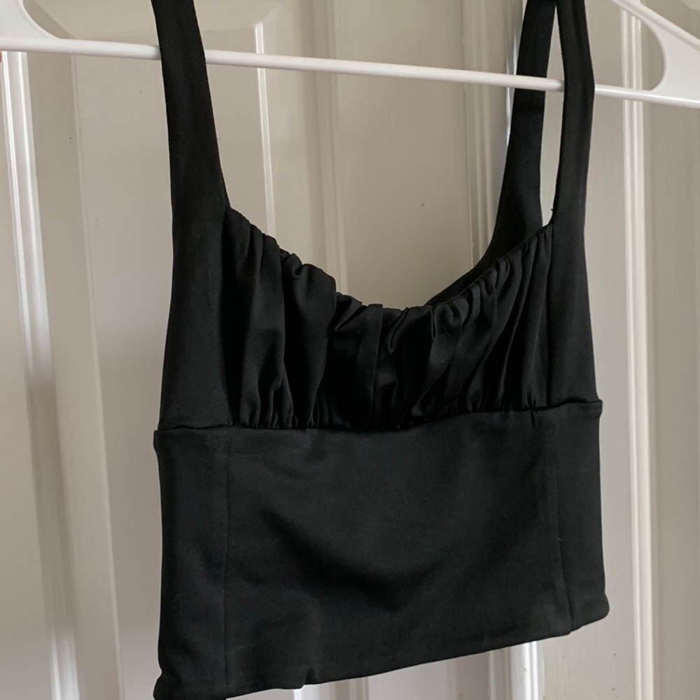 Black Ruched Corset Top -Sky To Moon